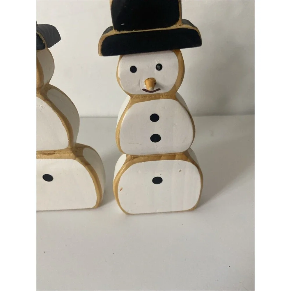 Pottery Barn Wood Santa Reindeer Snowman Forest Scene Figurine Set Christmas